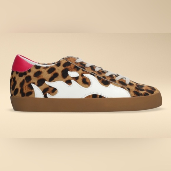 ANTHROPOLOGIE GAMIN DOPAMINE Bibi Lou Leopard Fur Print and Hot Pink Sneakers - Picture 1 of 13